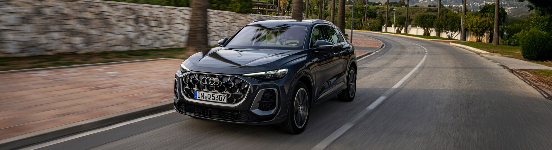 Roter Audi Q5 SUV TFSI steht auf der Straße