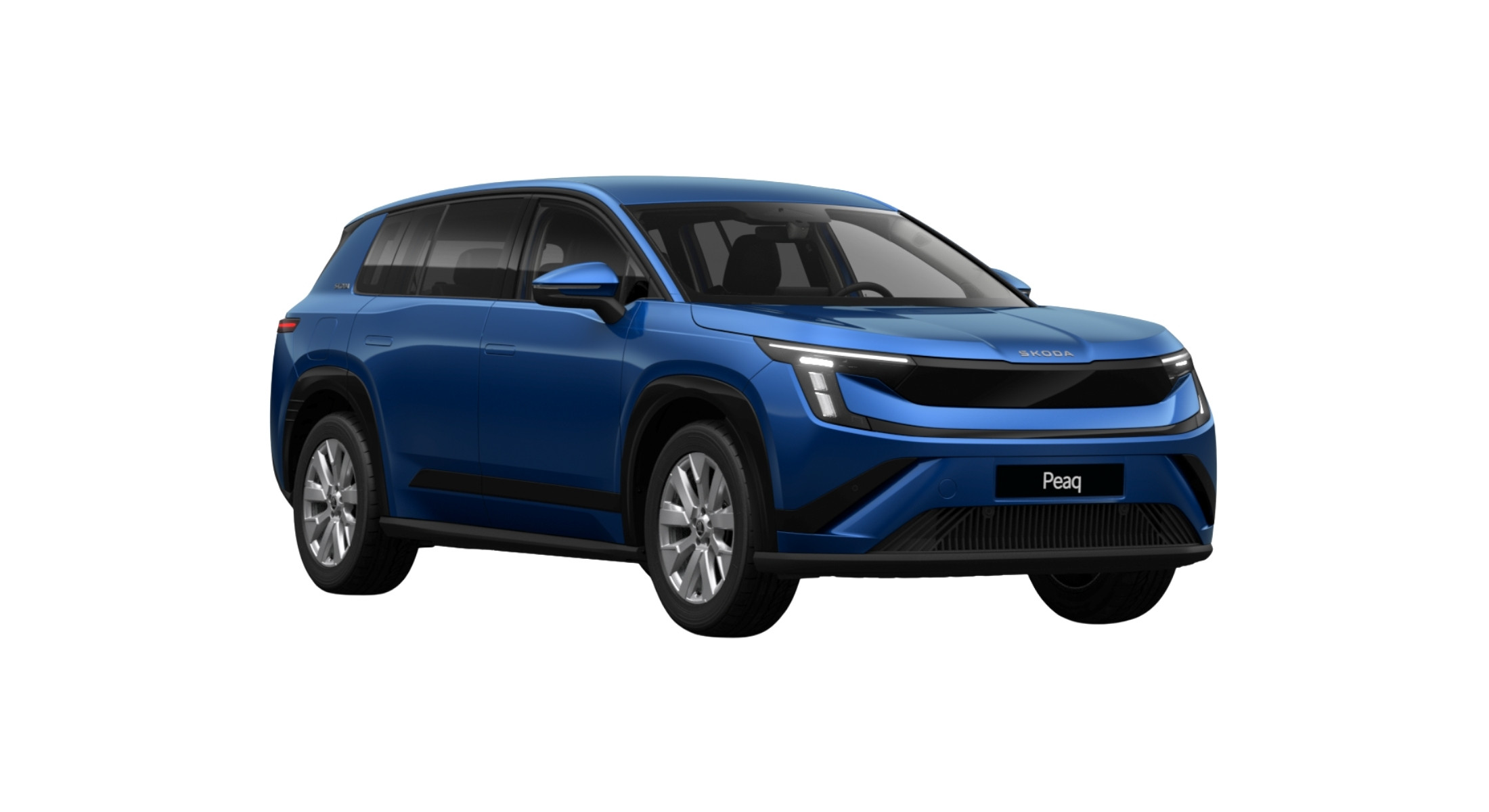Der Skoda Peaq Selection in der Farbe Energy-Blau.