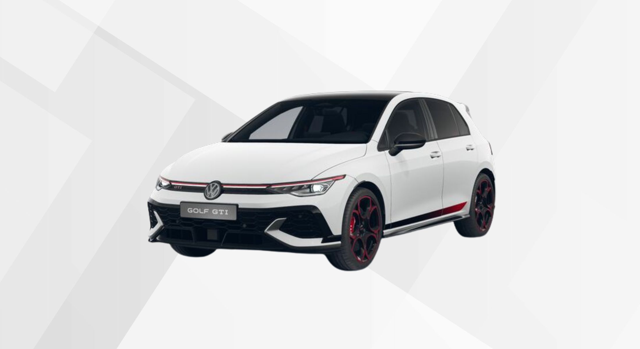Der VW Golf GTI EDITION 50 in der Farbe Pure White Schwarz. 