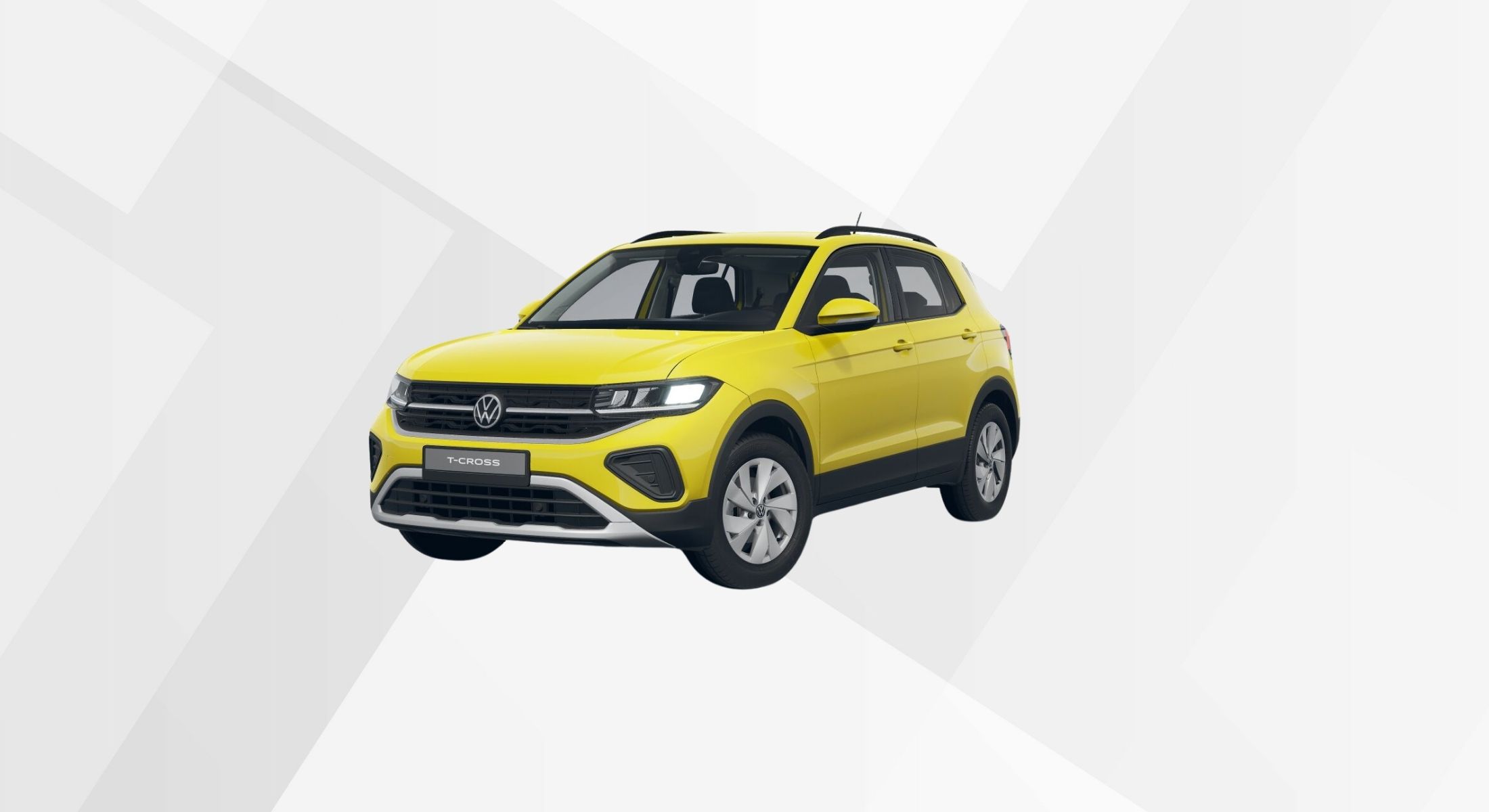 Der VW T-Cross in der Farbe Grape Yellow.