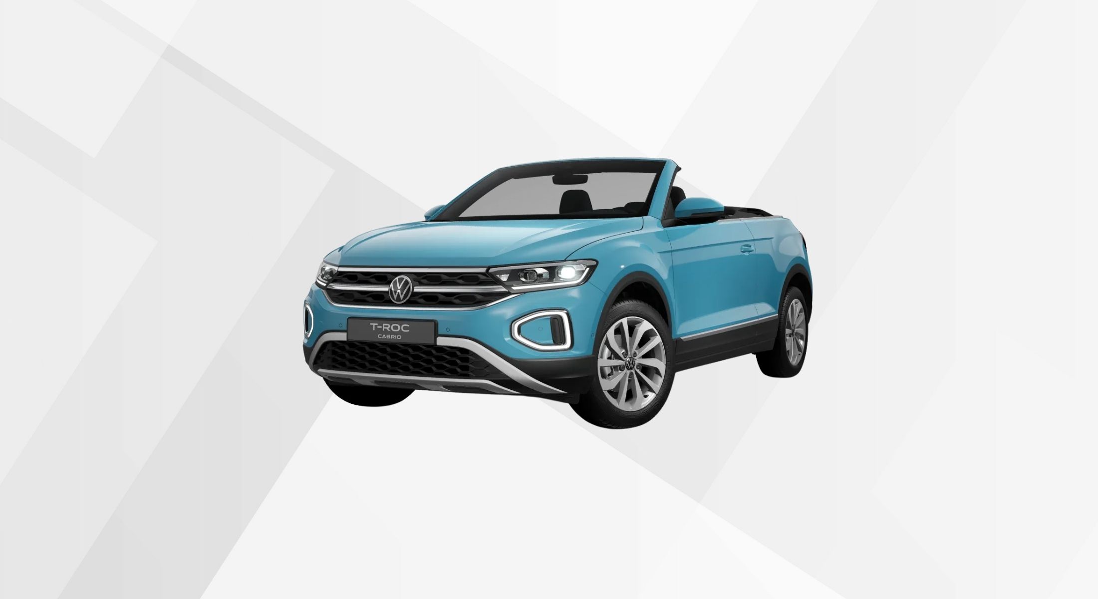 Der VW T-Roc Cabriolet Style in der Farbe Teal Blue Schwarz.