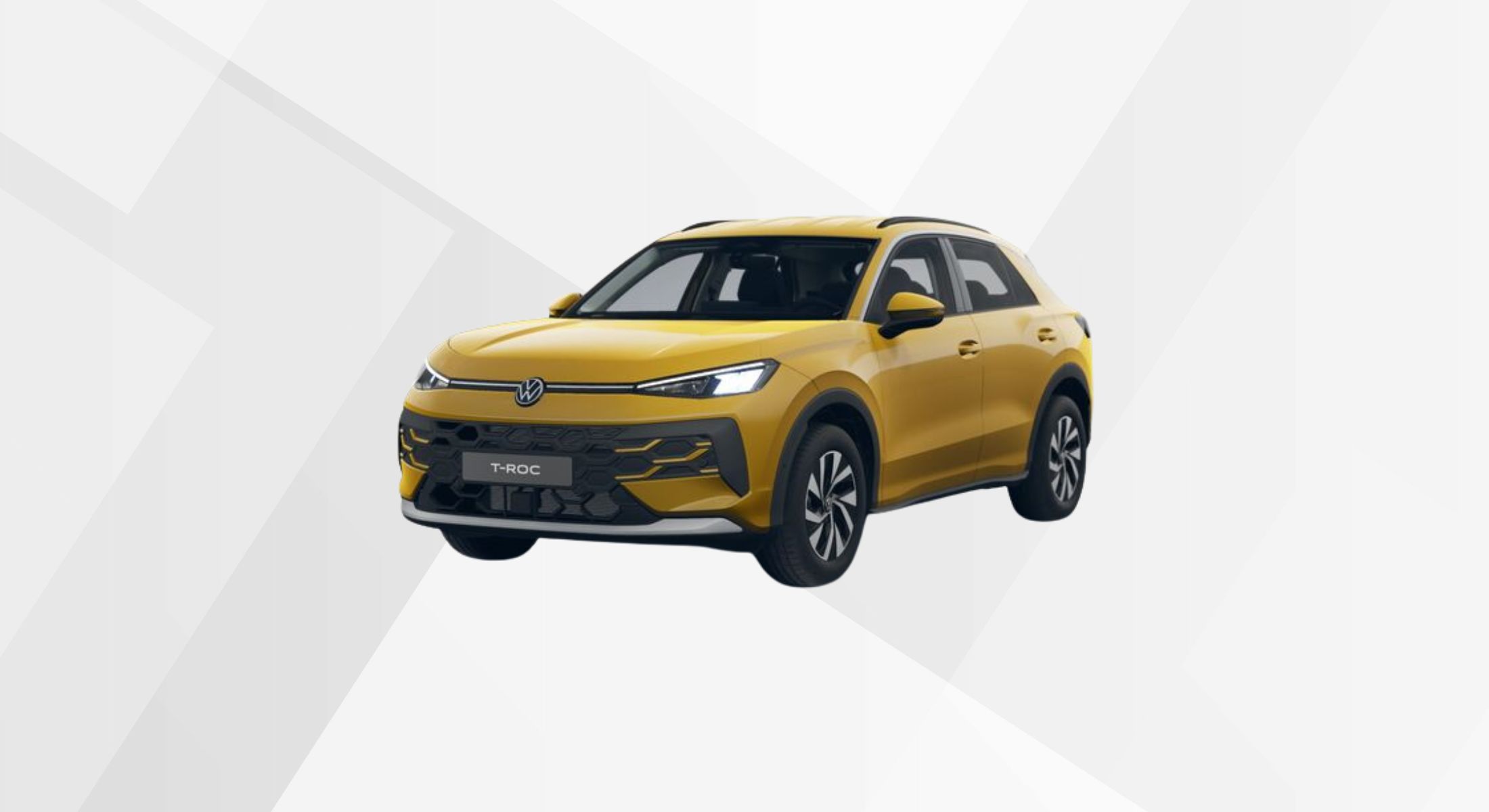 Der VW T-Roc Life in der Farbe Canary Yellow Schwarz.