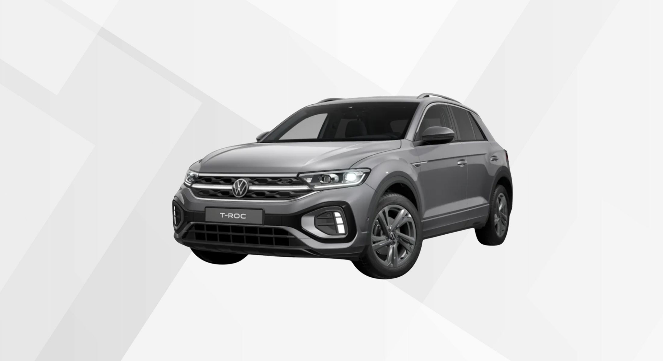 Der VW T-Roc R-Line in der Farbe Indiumgrau Metallic. 