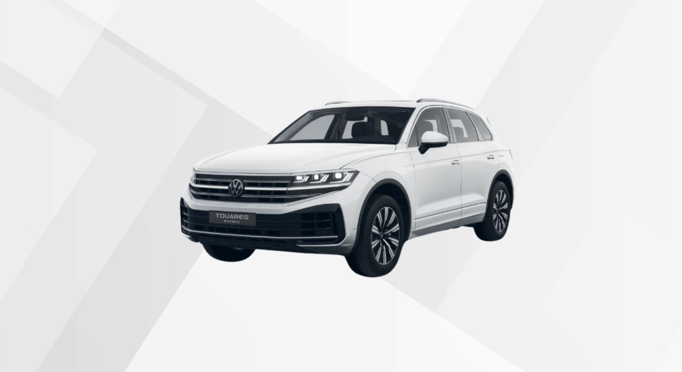 Der VW Touareg Elegance eHybrid in der Farbe Pure White.