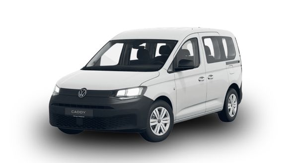 Der VW Caddy 5-Sitzer eHybrid in Candy-Weiß