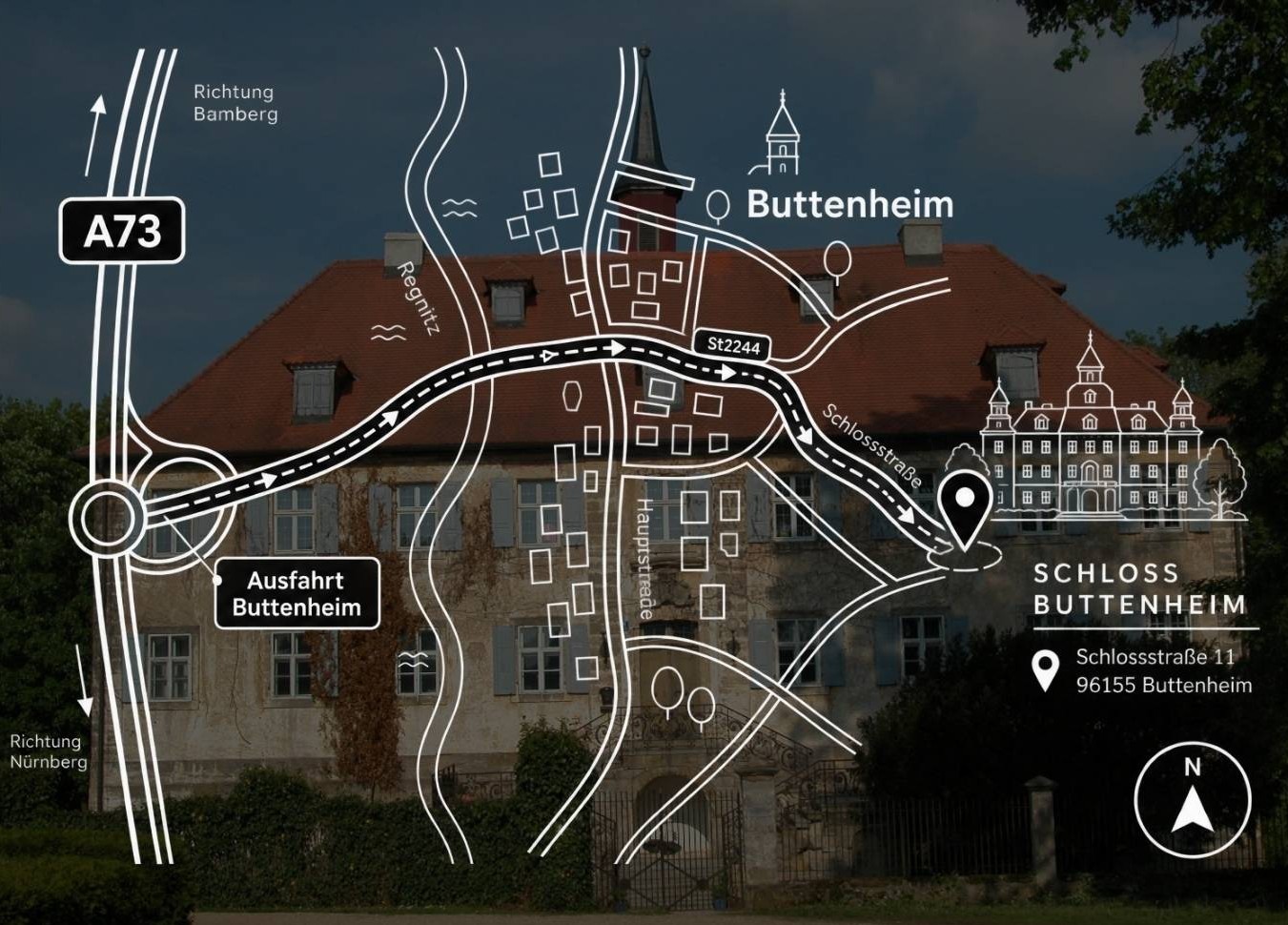 Anfahrtskizze Schloss Buttenheim