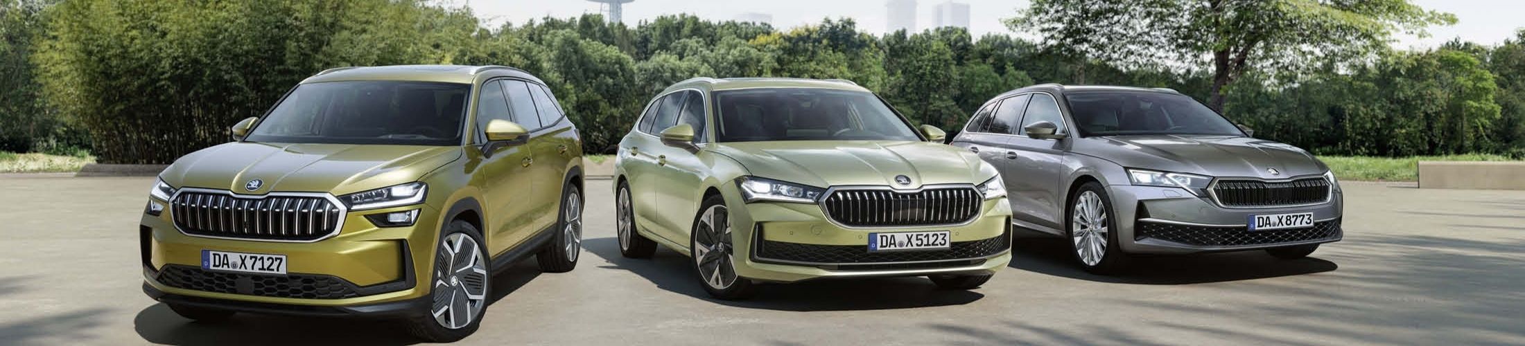 Drei Skoda Modelle nebeneinander